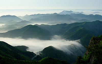 대둔산의 운해폭포.