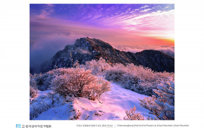 지리산 천왕봉과 빙화가 있는 풍경