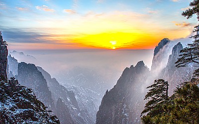 황산 일몰
