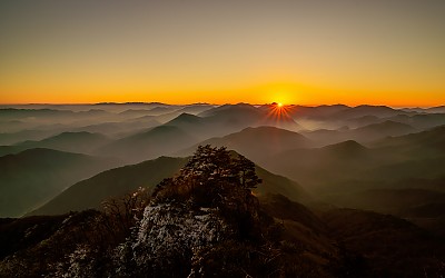 월악산 상고대와 일출