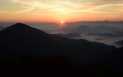 회문산 일출.