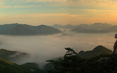 속리산자락의 아침풍경
