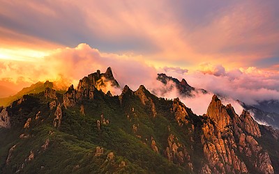 공룡능선 일몰경