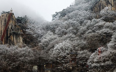 이른아침 대둔산의 눈꽃